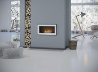 Camino a Bioetanolo da Parete/Incasso 90x49 cm Frame 900 Bianco con Vetro