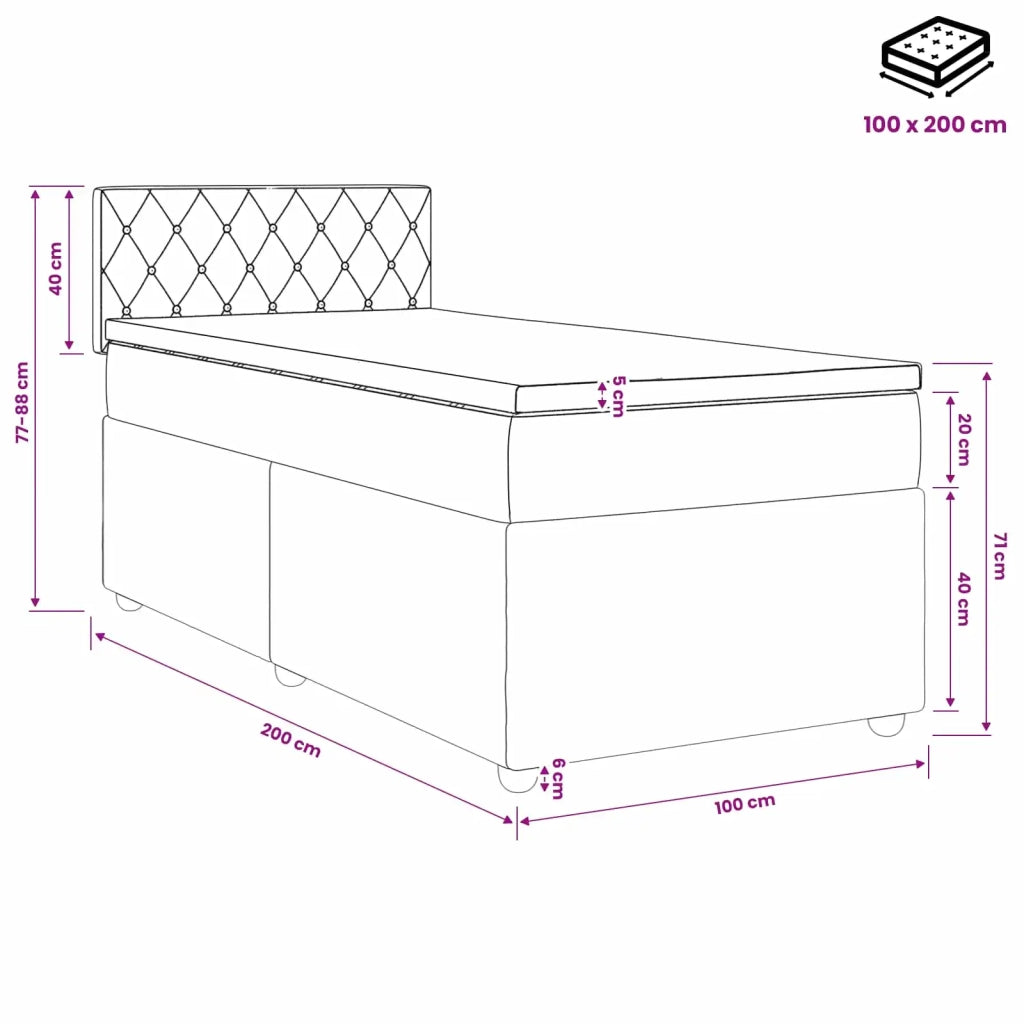 Letto box spring con materasso Grigio Chiaro 100 x 200 cm 3451613