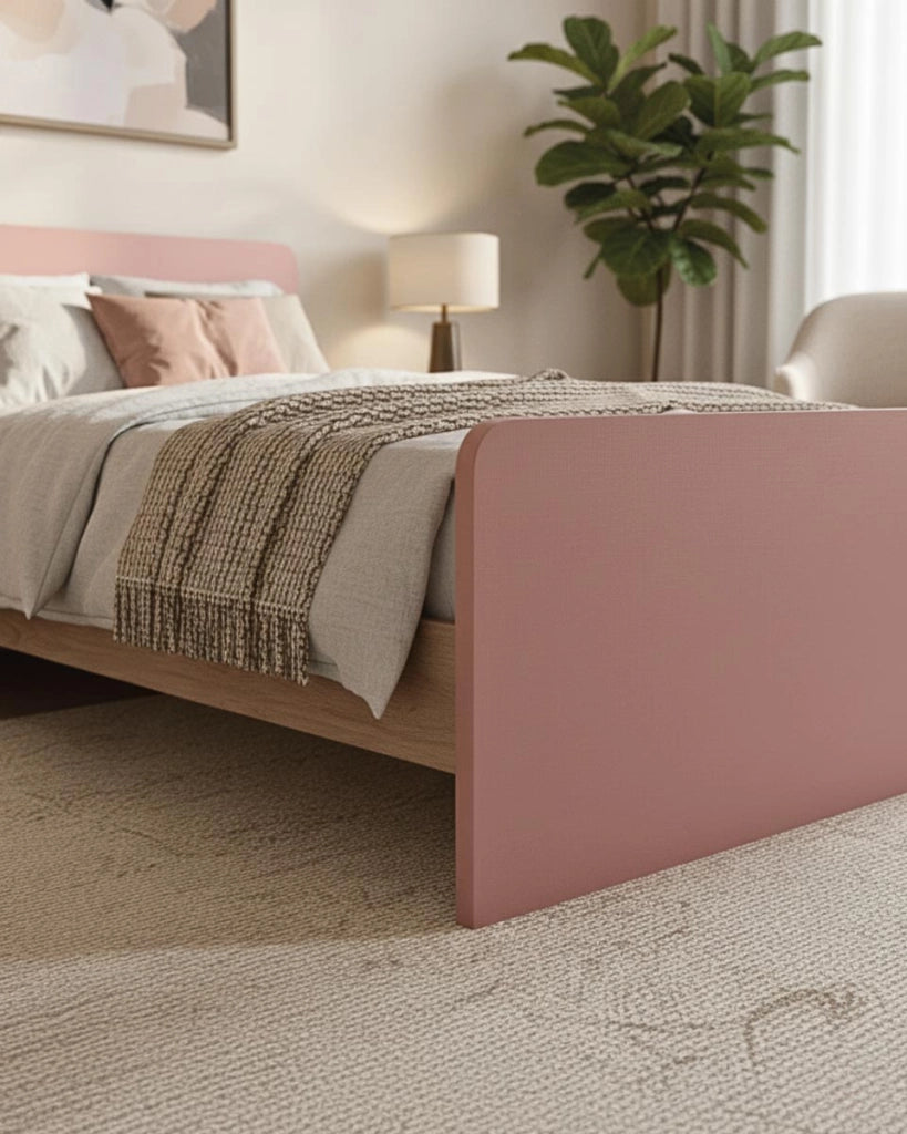 Letto easy con fascioni e pediera - Letto una piazza e mezzo 127 x 197 - Testiera e pediera rosa, fascioni virginia - Rete e materasso esclusi_
