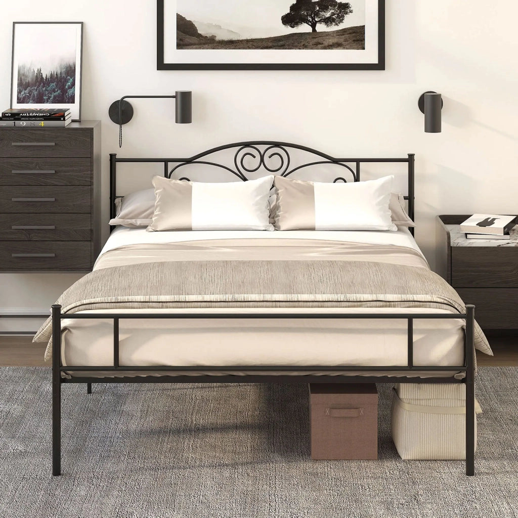 Struttura Letto Matrimoniale 160x200 cm in Acciaio con Doghe Integrate Nero