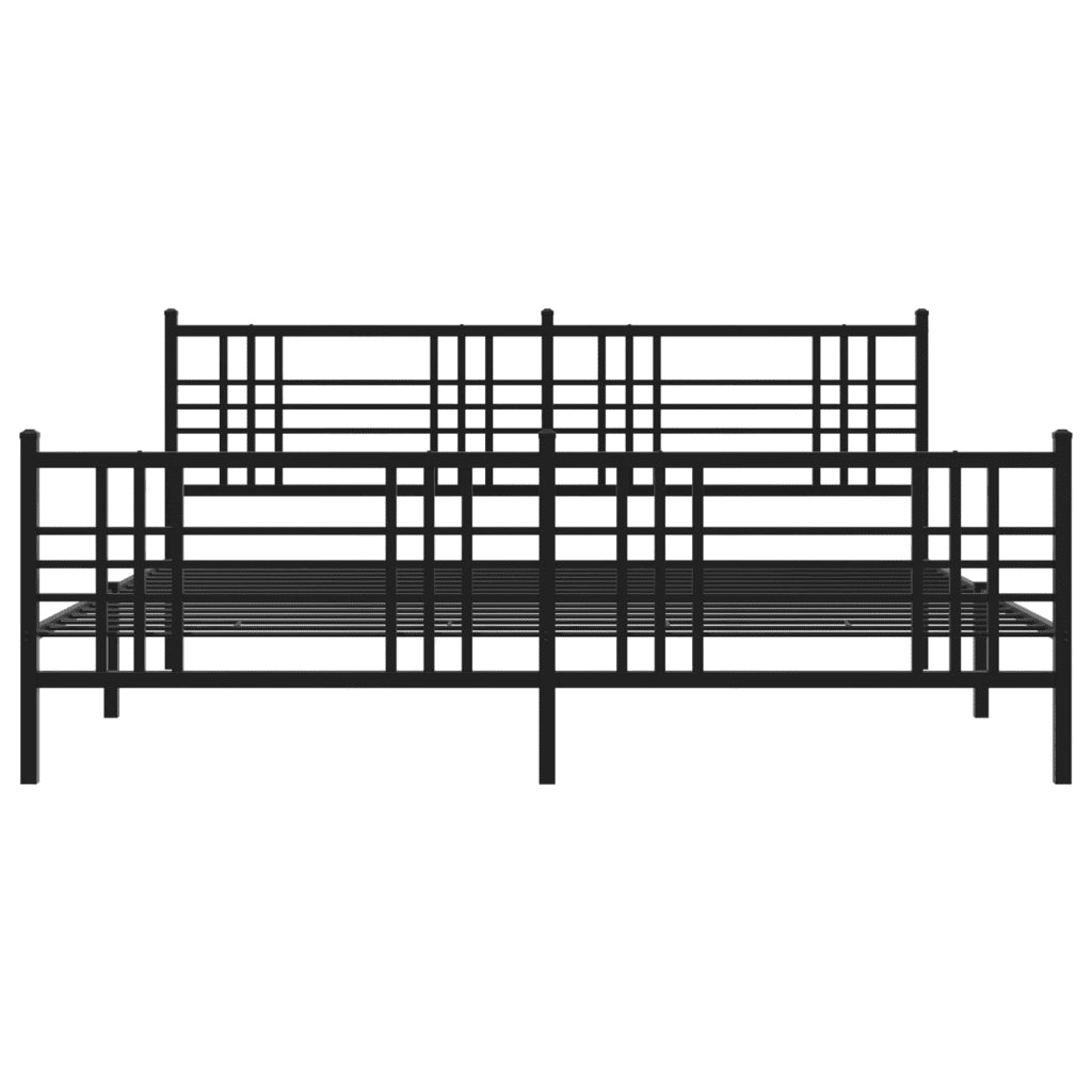 Giroletto con Testiera e Pediera Metallo Nero 193x203 cm