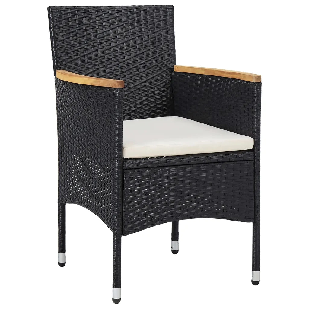 Sedie da Pranzo per Giardino 2 pz in Polyrattan Nero 46181