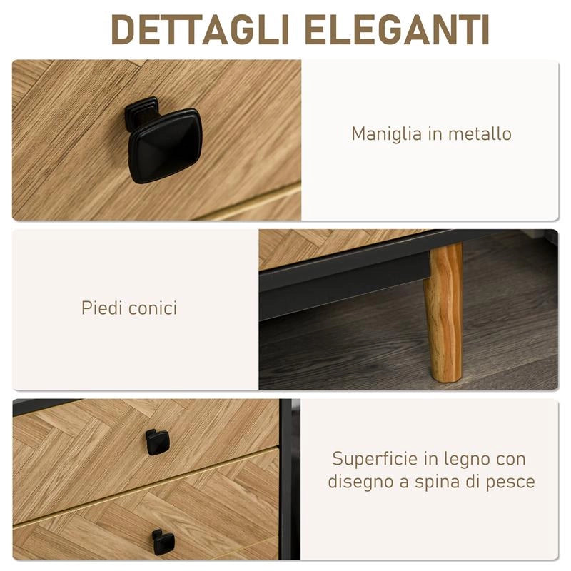 CASSETTIERA PER CAMERA DA LETTO IN LEGNO STILE VINTAGE INDUSTRIALE