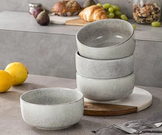 Set di 4 piatti in ceramica per dessert, snack e gelato - 450 ml