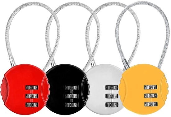 Pacco di 4 combinazioni a chiave, combinazione a 3 cifre per valigia, combinazione a chiave colorata per valigie, bagagli, borse da viaggio, cassetti, armadietti