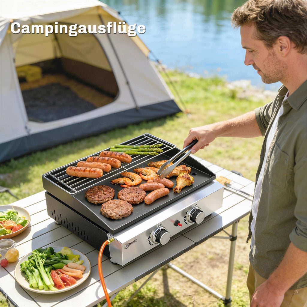 Barbecue a gas portatile 2 fuochi 5 KW ¨C zephmum ¨C grigio