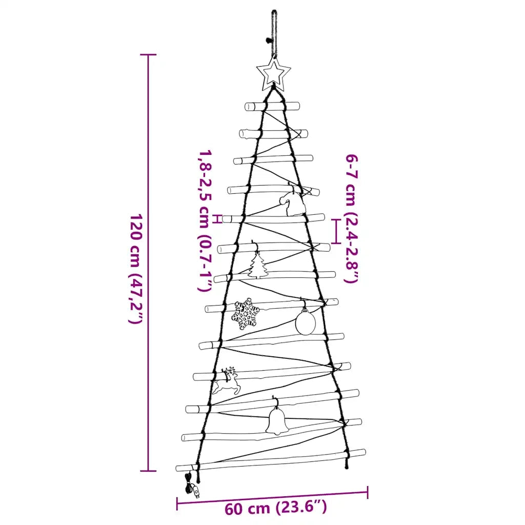 Albero di Natale Naturale 120 cm legno massiccio di frassino