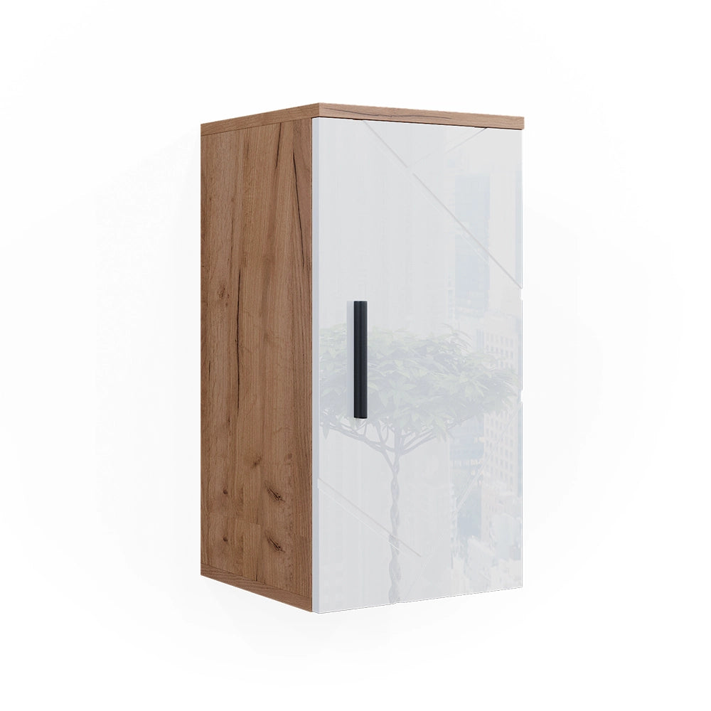 Mobile bagno Irma Bianco lucido/Rovere dorato 30 x 59 cm con ripiano Vicco