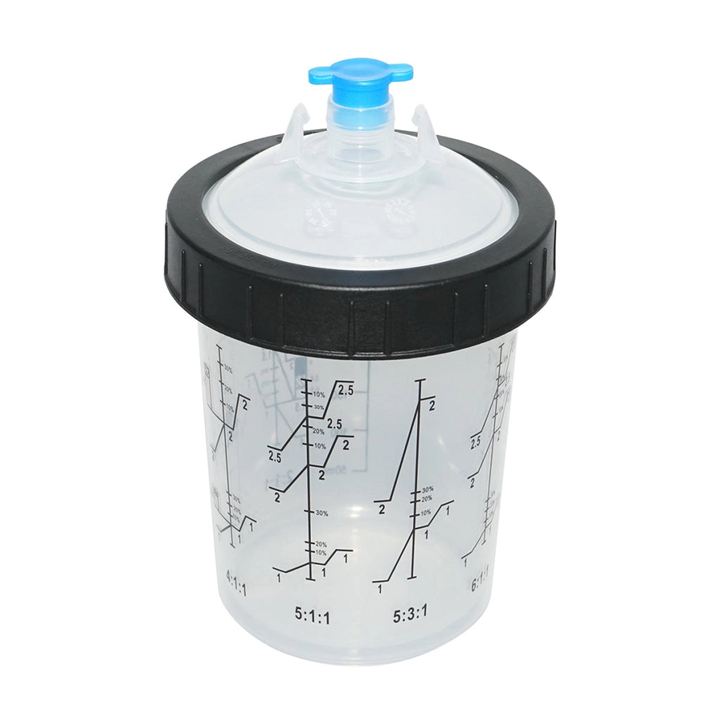 Set di 50 tazze di miscelazione per vernice da 400 ml con tappo filtrante da 125 micron per pistola per verniciatura