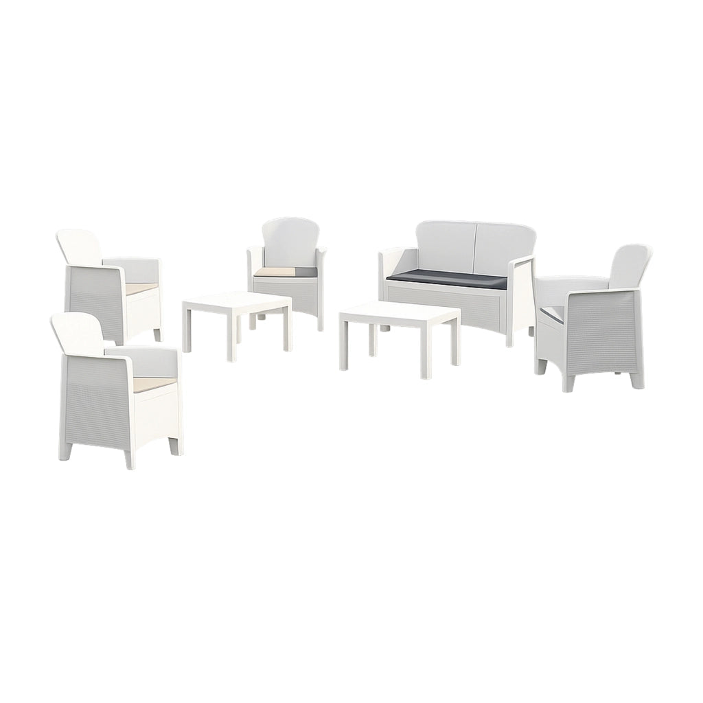 Salottino Outdoor Curno, set Salotto da Esterno 6 Posti Made in Italy, Bianco