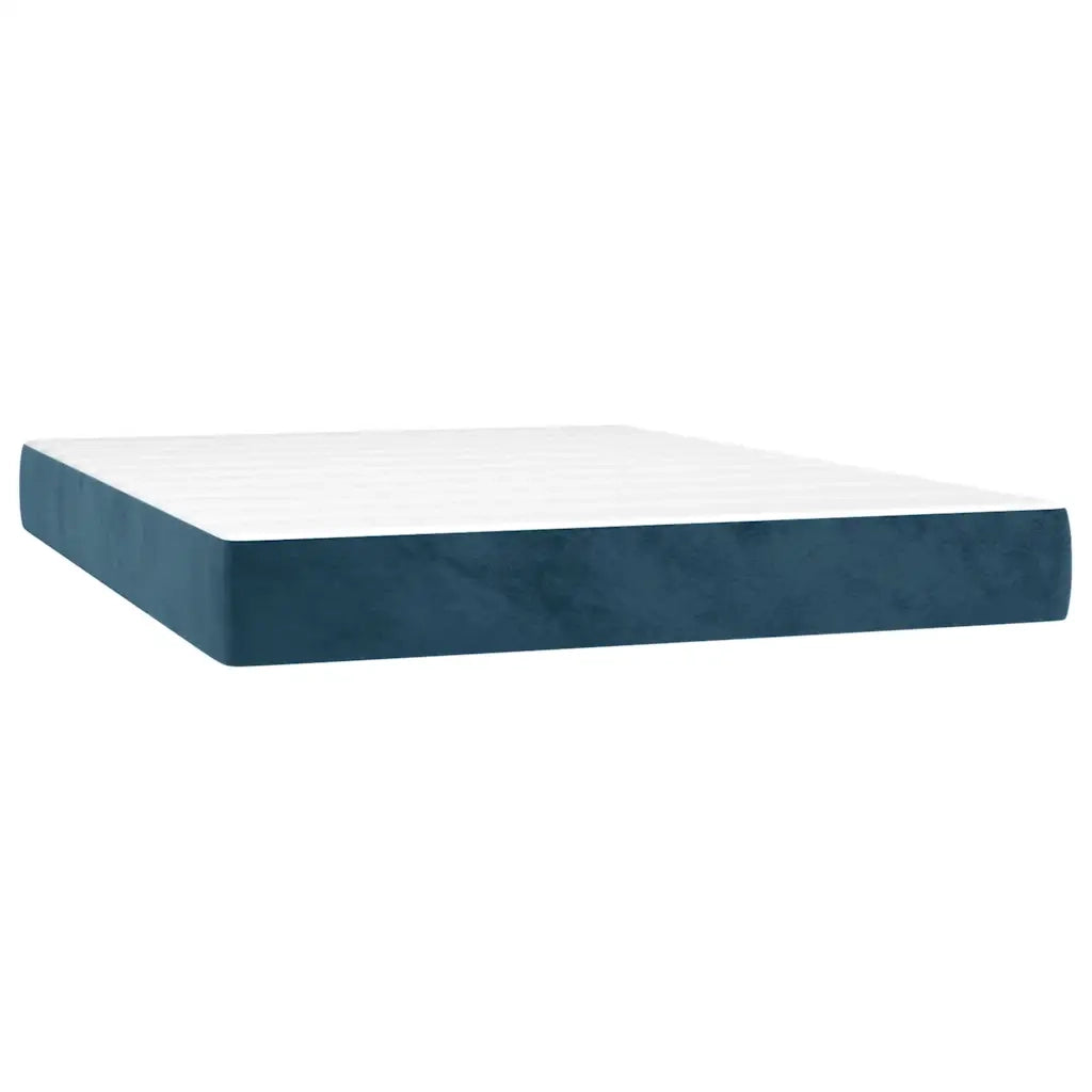 Giroletto a Molle con Materasso Blu Scuro 140x190 cm in Velluto 3129211