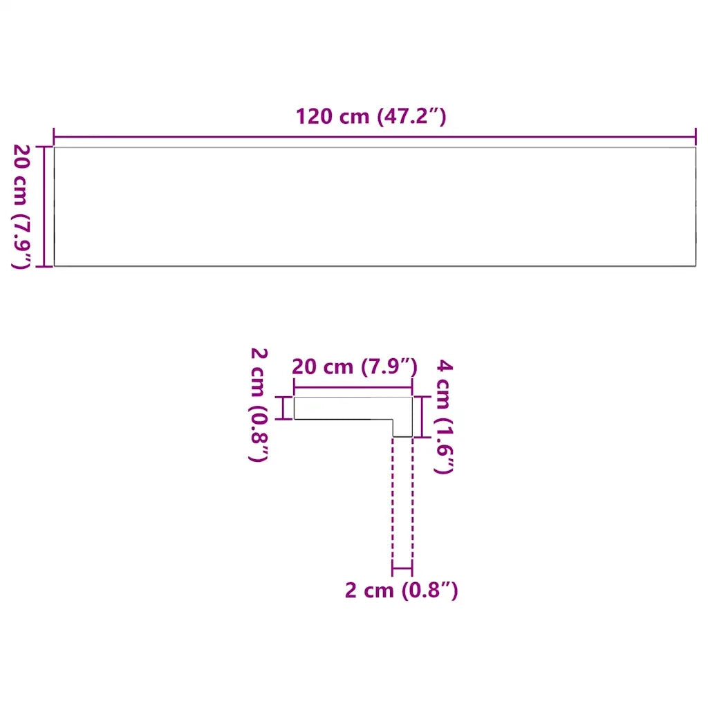 Davanzali 2 pz Non Trattati 120x20x2cm Legno Massello di Rovere 4009098