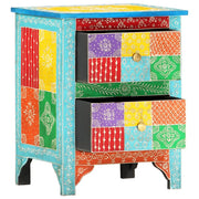 Comodino Dipinto a Mano-Tavolino da notte 40x30x50 cm in Legno Massello di Mango 635972