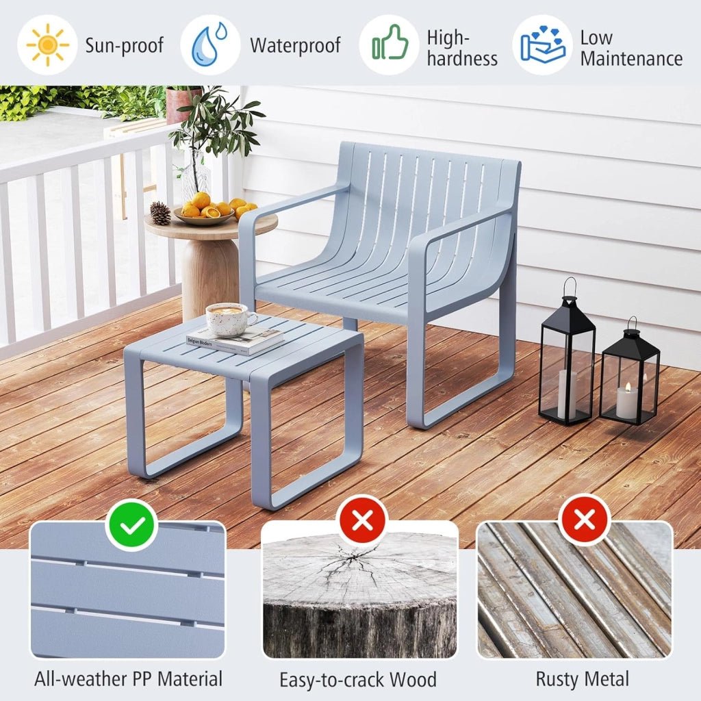 Set di mobili da giardino resistente alle intemperie, set di mobili da balcone in polipropilene, per balcone, mobili da giardino con tavolo, mobili da terrazza, per esterni, balcone, set
