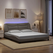 Giroletto con LED senza Materasso-Struttura Letto Hvar Tortora 180x200 cm in Tessuto