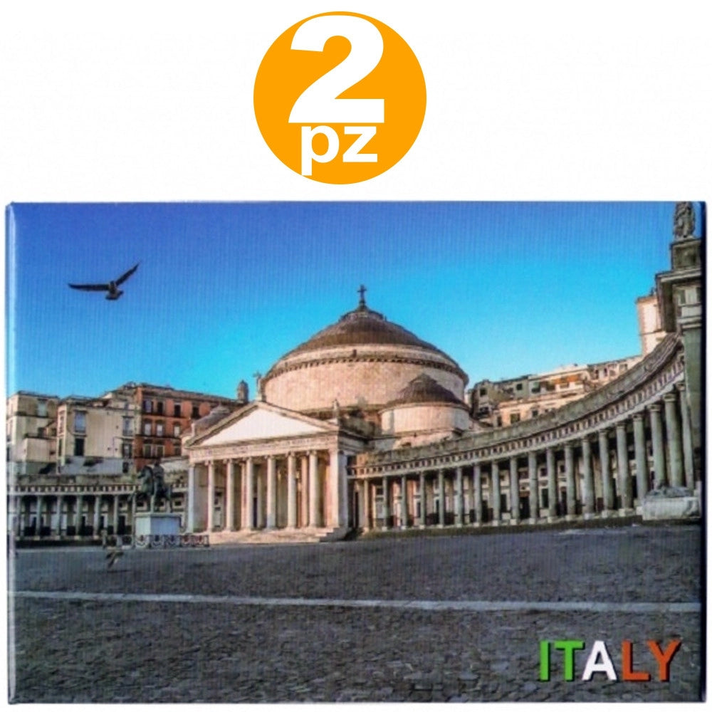 Trade Shop - 2pz Calamita Souvenir Piazza Plebiscito Napoli Monumenti Magnete Plastica Frigo -