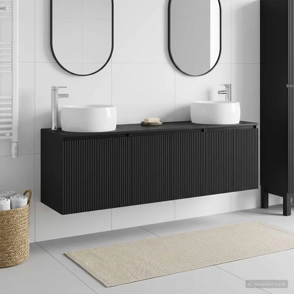 Set di Armadi da Bagno 3 pz Nero 49,5 x 44,5 x 66 cm