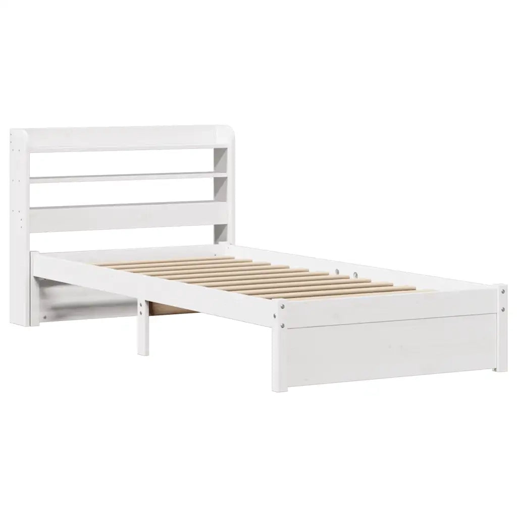 Giroletto con Testiera Bianco 75x190 cm Legno Massello di Pino 3306721