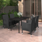 Set da Pranzo da Giardino 5 pz con Cuscini Polyrattan e Vetro cod mxl 38785