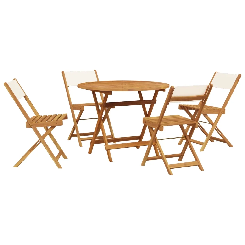 Set Pranzo da Giardino 5pz Crema in Tessuto e Legno Massello 3281772