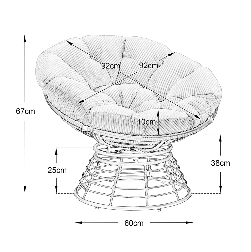 Sedia papasan girevole 360° ? 92 x 67 cm in acciaio e rattan PE; verde chiaro/marrone