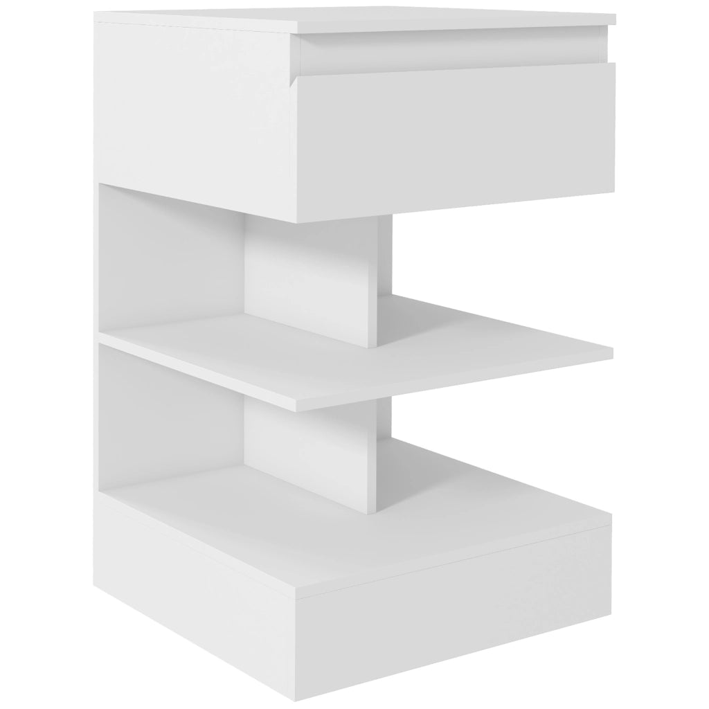 Comodino con Cassetto e Scaffale ¨C Zephmum ¨C Bianco 39x39x65 cm