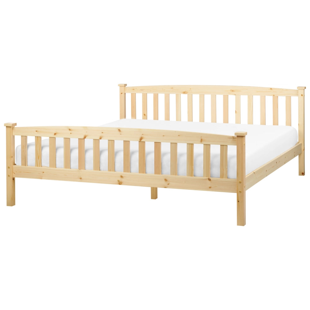 Letto matrimoniale in legno di pino chiaro 180 x 200 cm rete a doghe