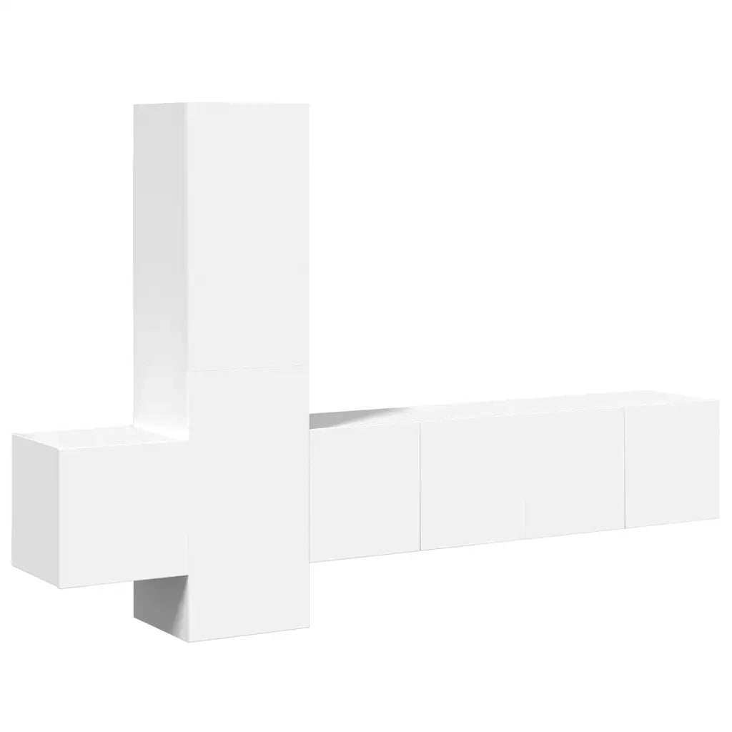 Set di Mobili Porta TV 5 pz Bianco in Legno Multistrato 3078653