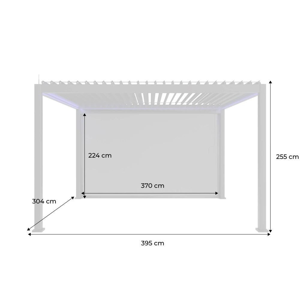 Pergola 3x4m elettrica in alluminio led + tenda 4m, bianco