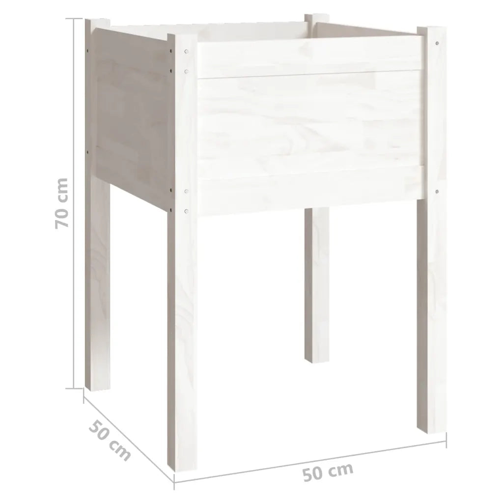 Fioriera da Giardino-Vaso da Esterno Bianca 50x50x70 cm Legno Massello di Pino