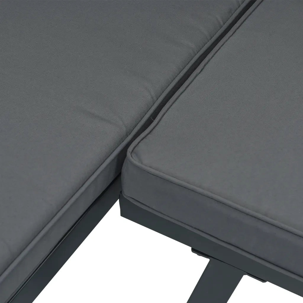 vidaXL Set Panche Giardino Cuscini 5pz Nere Acciaio Verniciato Polvere