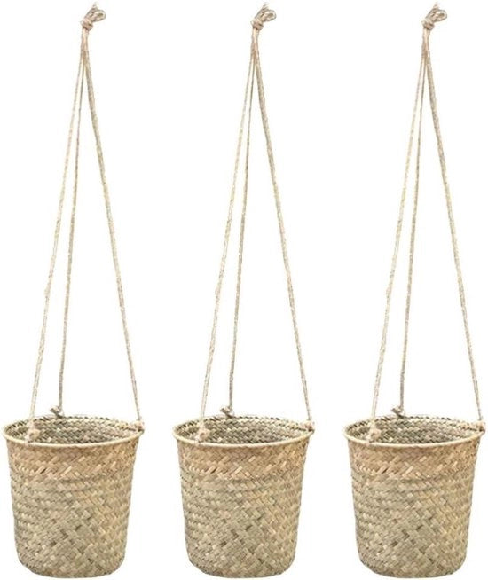 Vaso a sospensione di alghe marine - vaso intrecciato per piante di erbe - contenitore per piante per balcone e giardino - decorazione per fiori per Pasqua, matrimonio, compleanno - decorazione da parete festiva