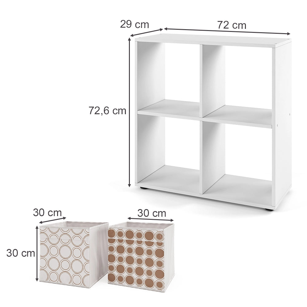Vicco Scaffale Bianco 72.6 x 72 cm con 4 scatole pieghevoli opt.2
