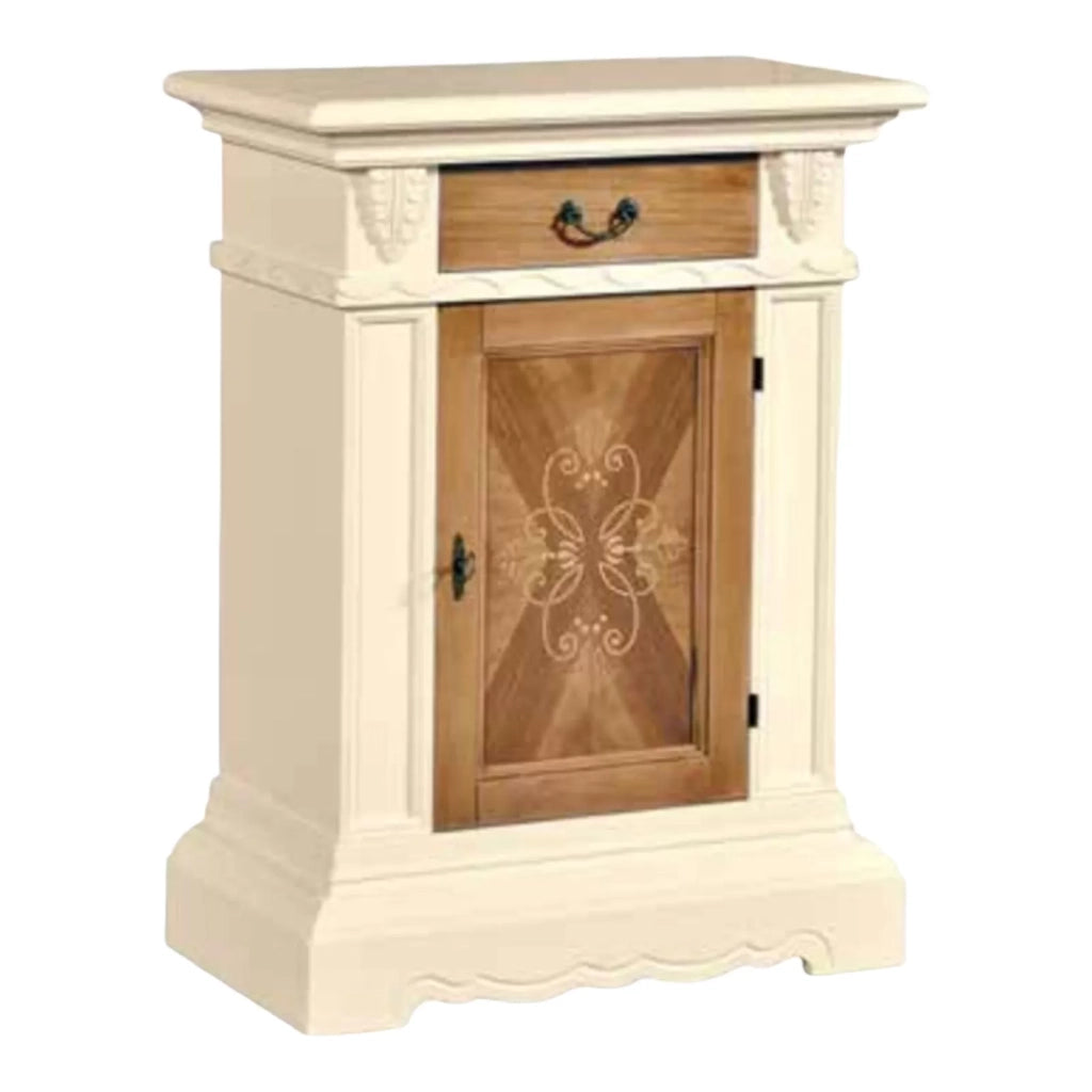 Madia credenza in legno 1 porta avorio noce grano 70x38x93 - Mobili 2G