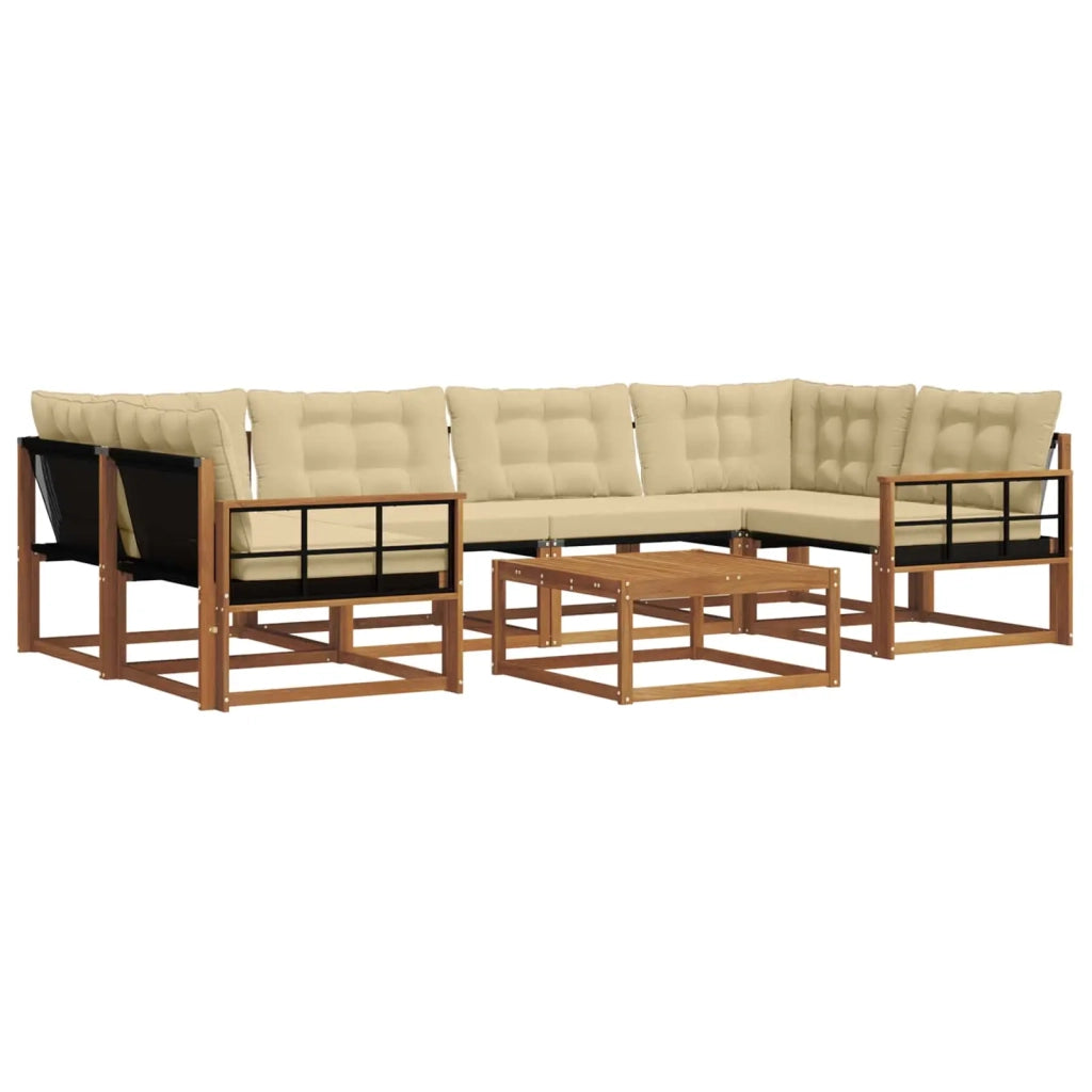 Set di divani da esterno con cuscino 7 pcs Naturale e Beige