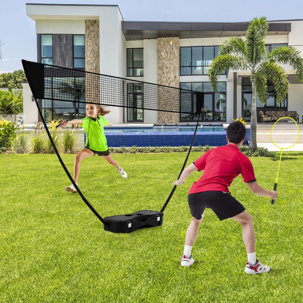 Set da badminton con rete racchette e volani, Set da badminton per gioco all'aperto con 2 volani 270x33,5x160cm Nero-Ricreazione outdoor