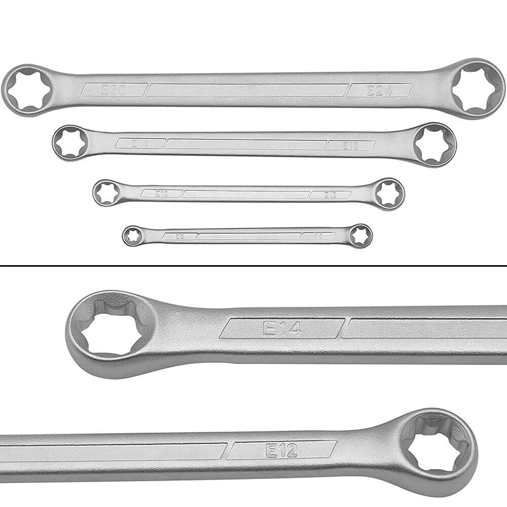 Chiavi a Doppia Stella Set 4PZ Torx E6-E24 Femmina Piatta ad Anello 07354