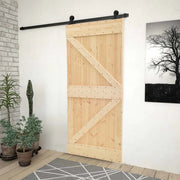 Porta scorrevole Naturale e Nero 80 x 210 cm 3444854