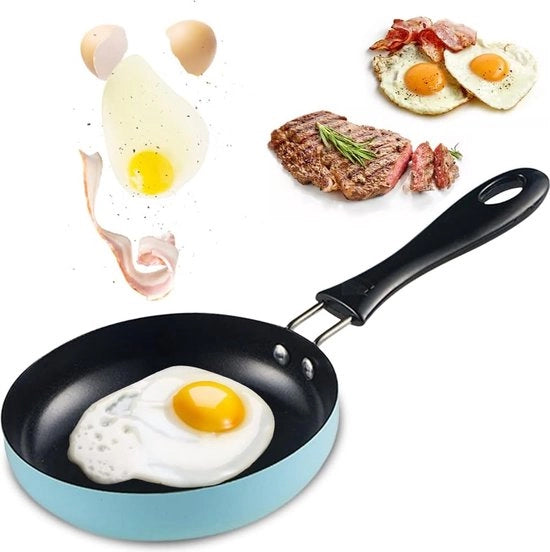 Mini-padella, diametro 12 cm, padella spessore uniforme, induzione, antiaderente, resistente al calore, rivestimento antiaderente, portatile, per camper, cucina, piastra a induzione (blu)