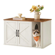 Mobiletto per lettiera per gatti mobile moderno ingresso doppie ante maniglie cuccia per gatti tavolino laterale 85 x 48,5 x 50 cm bianco 12_0006514