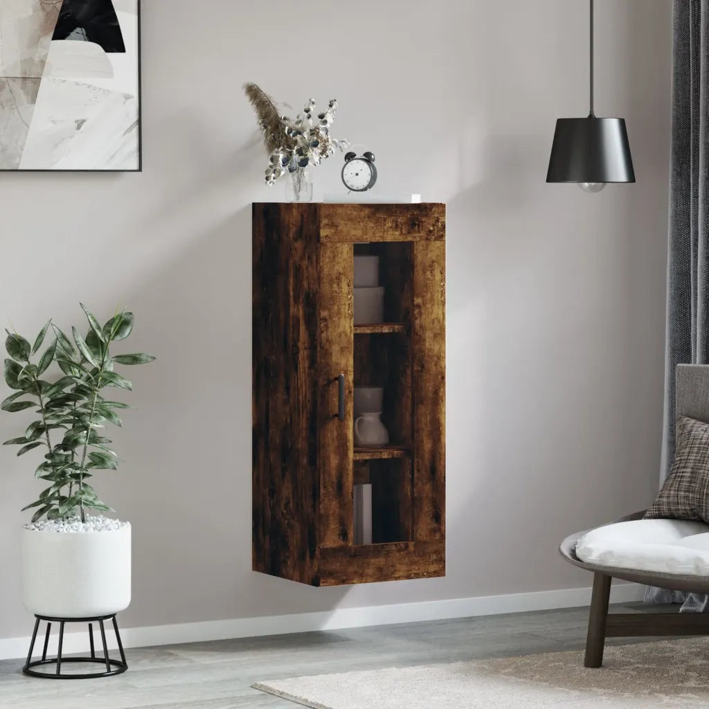 Armadietto a Muro | Mobile a Parete Rovere Fumo 34,5x34x90 cm