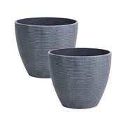 Set di 2 vasi da giardino grandi in materiale sintetico con effetto maglia, per terrazza, colore grigio