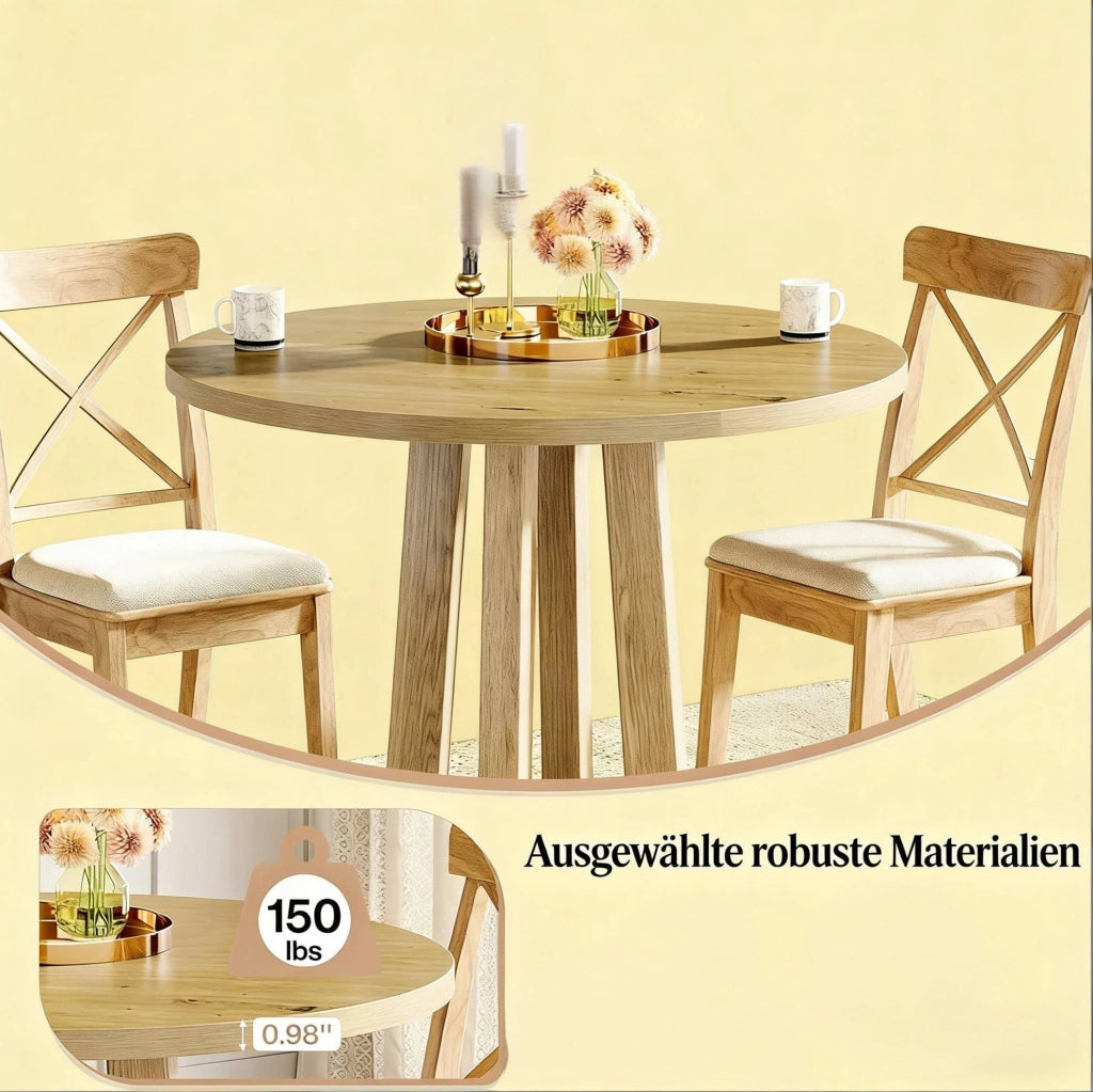 Tavolo da pranzo rotondo in legno Ø80 cm marrone