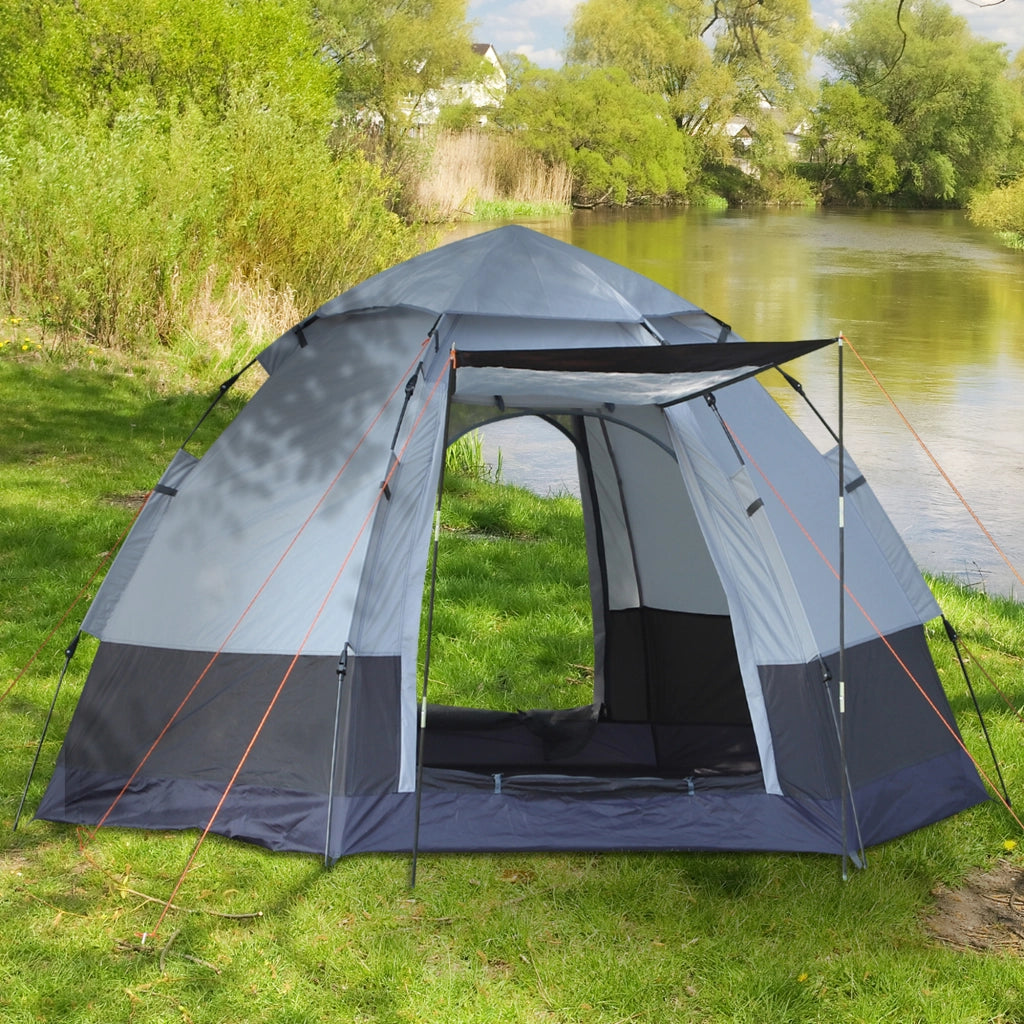Tenda da Campeggio 2 Posti ¨C Zephmum ¨C Grigia Nera Acciaio Fibra di Vetro