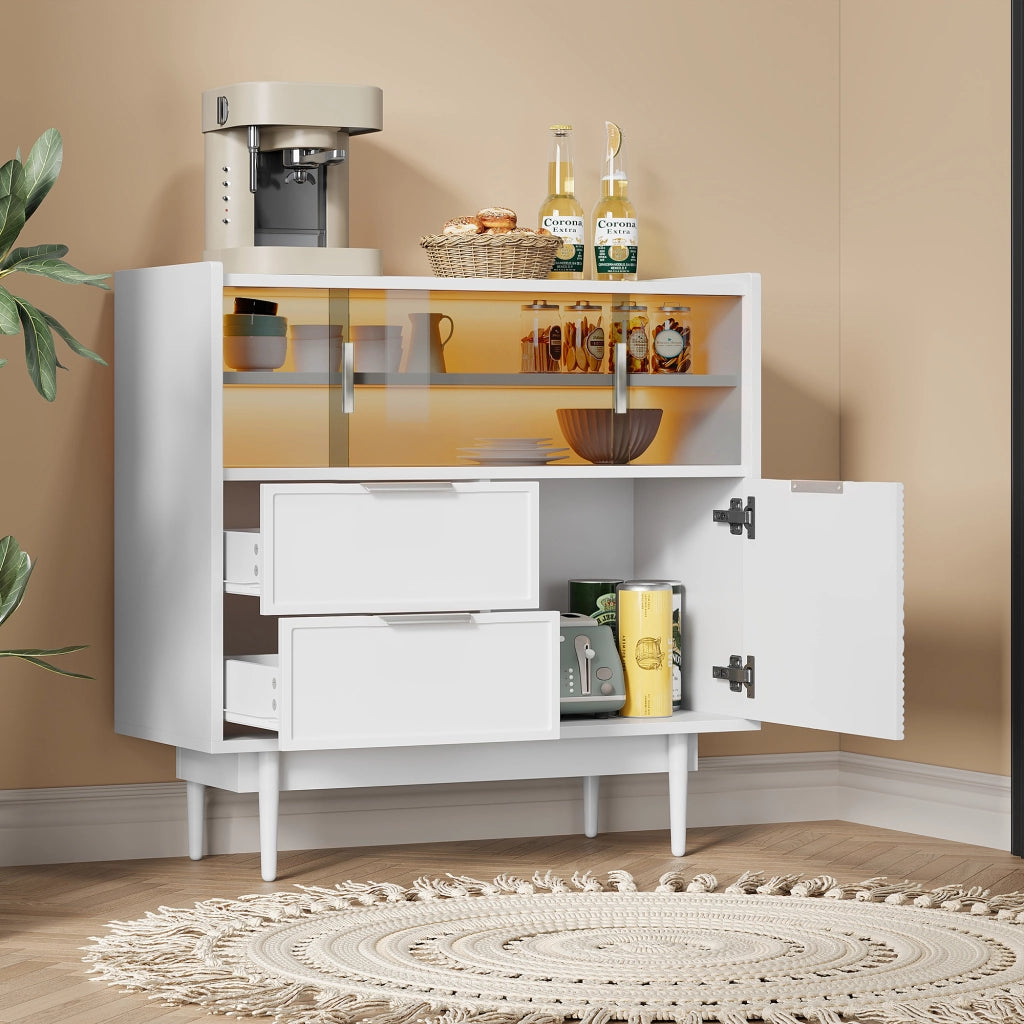Mobile contenitore da bagno o sideboard con striscia luminosa, larghezza 80 cm, porta in vetro