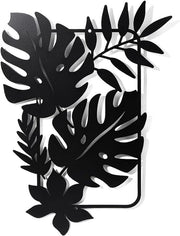 Decorazione per parete con foglie metalliche, silhouette nera con foglie tropicali, casa, camera da letto, soggiorno, bagno, cucina, ufficio, decorazione per parete, 30x21,9 cm