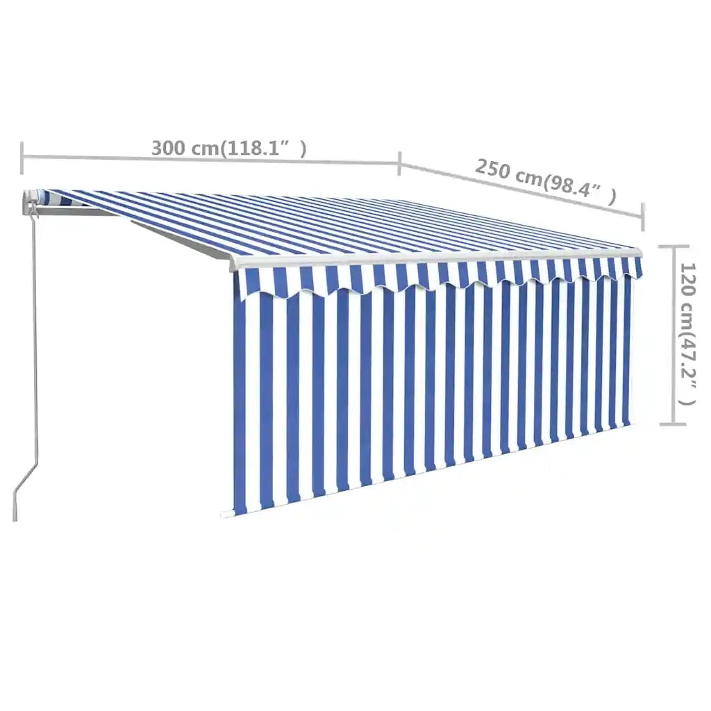 Tenda Sole Retrattile Manuale con Parasole 3x2,5m Blu e Bianco 3069256