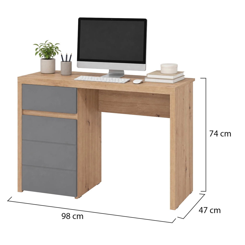 Anholt, Scrivania un Cassetto, 98x47x74h cm Marrone Rovere Nodi