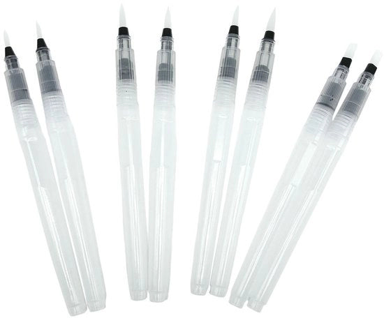 Aquarelpensili 8 pezzi - Reservoio riutilizzabile - Pennello in plastica per pennarelloni - Per aquarello - Pennelli perfette - Ideali per artisti - Pennello da acqua