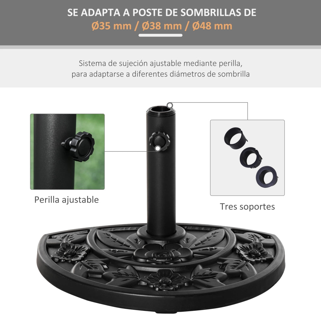 Base per Ombrellone Semicircolare ¨C zephmum ¨C 50x32x32 cm Nero Riempiemento Cemento